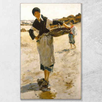 Donna Bretone Con Cesto 2 John Singer Sargent jss380 quadro stampato su tela