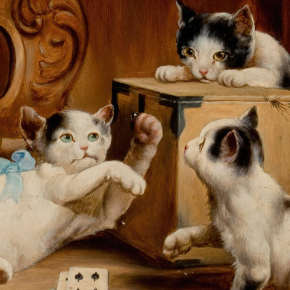 Giocando A Carte Carl Reichert crc43 quadro stampato su tela