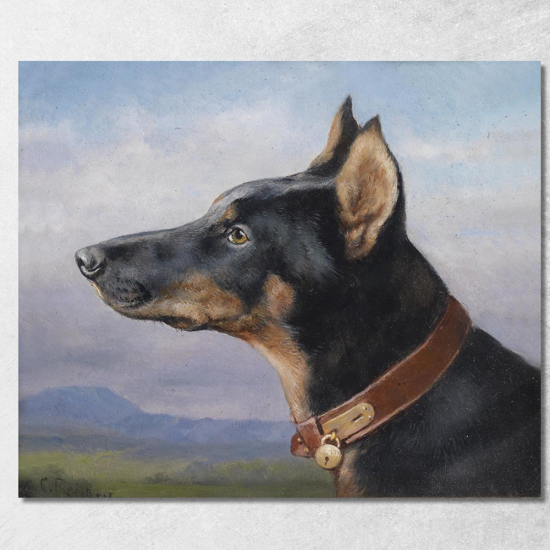 Ritratto Di Un Dobermann Carl Reichert crc44 quadro stampato su tela Ritratto Di Un Dobermann Carl Reichert crc44 quadro stampato su tela