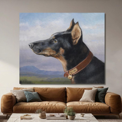 Ritratto Di Un Dobermann Carl Reichert crc44 quadro stampato su tela