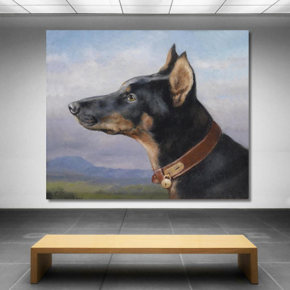 Ritratto Di Un Dobermann Carl Reichert crc44 quadro stampato su tela