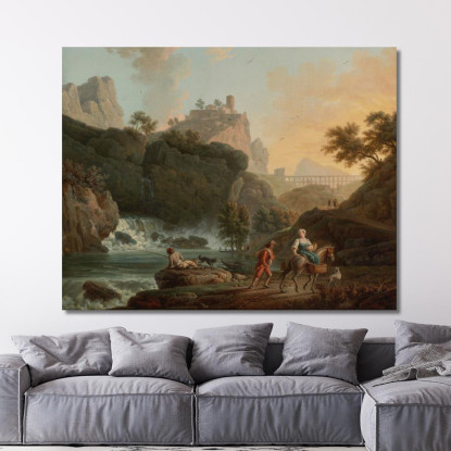 Un Paesaggio Roccioso Con Un Pescatore E Viaggiatori Claude-Joseph Vernet cjv7 quadro stampato su tela