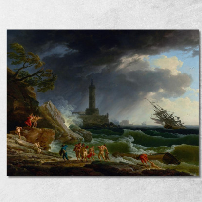 Una Tempesta Su Una Costa Mediterranea Claude-Joseph Vernet cjv12 quadro stampato su tela