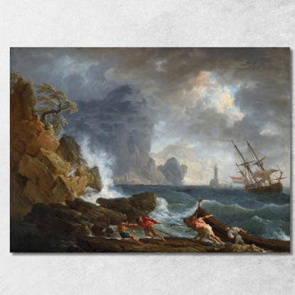 Un Porto Italiano Con Tempo Tempestoso Claude-Joseph Vernet cjv13 quadro stampato su tela