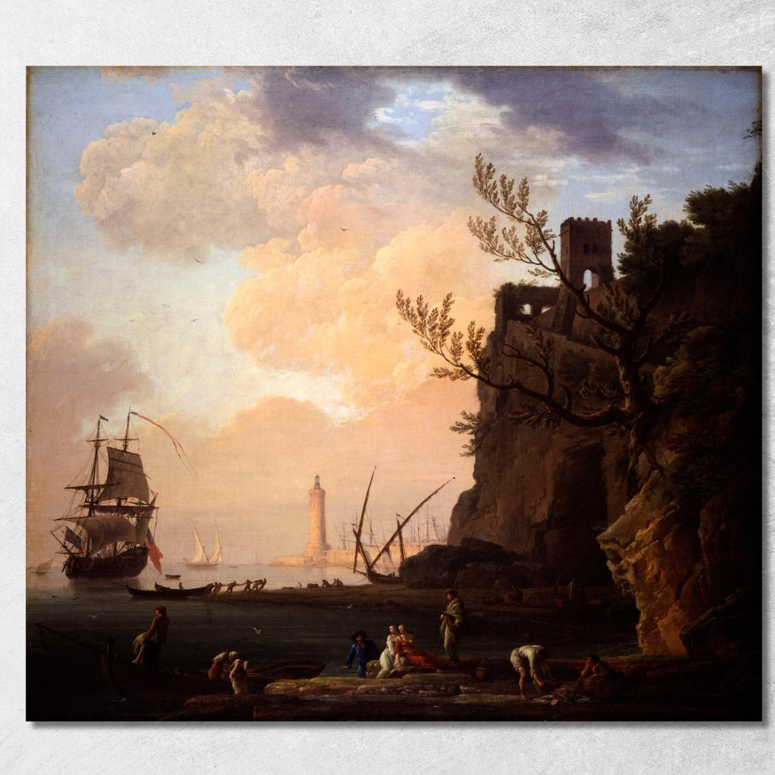 Una Scena Portuale In Stile Italiano Claude-Joseph Vernet cjv14 quadro stampato su tela Una Scena Portuale In Stile Italiano Claude-Joseph Vernet cjv14 quadro stampato su tela