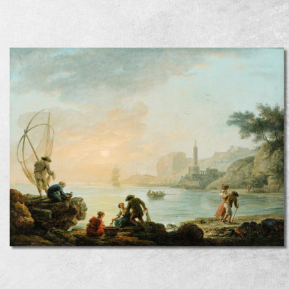 Pescatori All'Alba Claude-Joseph Vernet cjv16 quadro stampato su tela