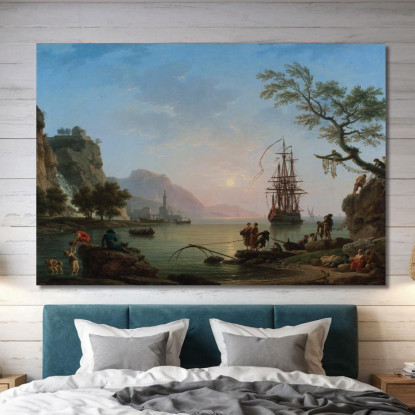 Porto Di Pesca All'Alba Claude-Joseph Vernet cjv17 quadro stampato su tela