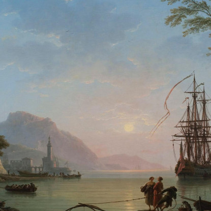 Porto Di Pesca All'Alba Claude-Joseph Vernet cjv17 quadro stampato su tela
