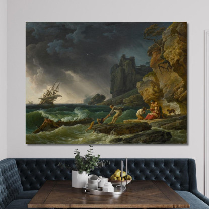 Mare In Tempesta Con Naufraghi Claude-Joseph Vernet cjv27 quadro stampato su tela
