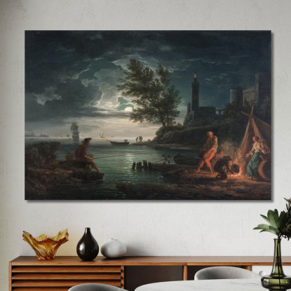 Le Quattro Ore Del Giorno - Notte Claude-Joseph Vernet cjv35 quadro stampato su tela