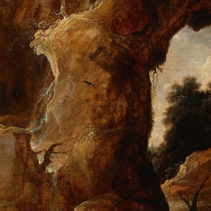 Una Grotta Con Figure Un Cervo E Una Cicogna David Teniers The Younger dty4 quadro stampato su tela