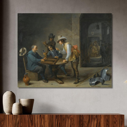 Scena In Una Stanza Della Guardia Con Giocatori Di Tric-Trac In Primo Piano David Teniers The Younger dty7 quadro stampato su t