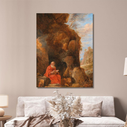 Paesaggio Con San Girolamo Fuori Da Una Grotta David Teniers The Younger dty10 quadro stampato su tela