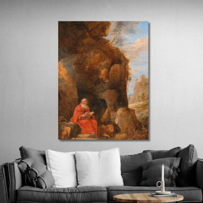 Paesaggio Con San Girolamo Fuori Da Una Grotta David Teniers The Younger dty10 quadro stampato su tela