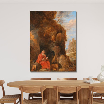 Paesaggio Con San Girolamo Fuori Da Una Grotta David Teniers The Younger dty10 quadro stampato su tela