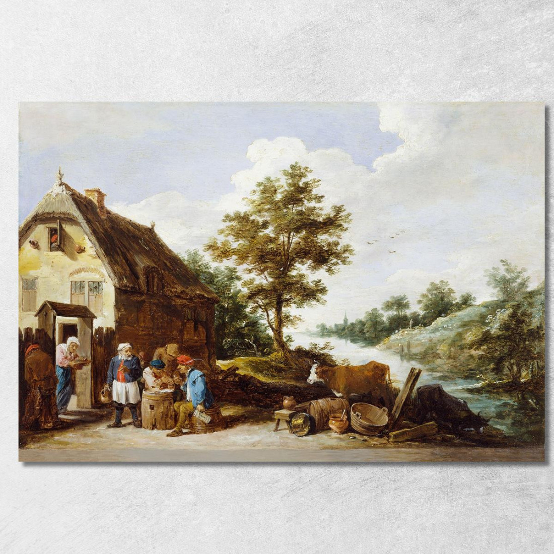 Un’Osteria Sul Fiume David Teniers The Younger dty14 quadro stampato su tela Un’Osteria Sul Fiume David Teniers The Younger dty14 quadro stampato su tela
