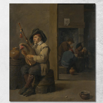 Suonatore Di Cornamusa In Un’Osteria David Teniers The Younger dty28 quadro stampato su tela