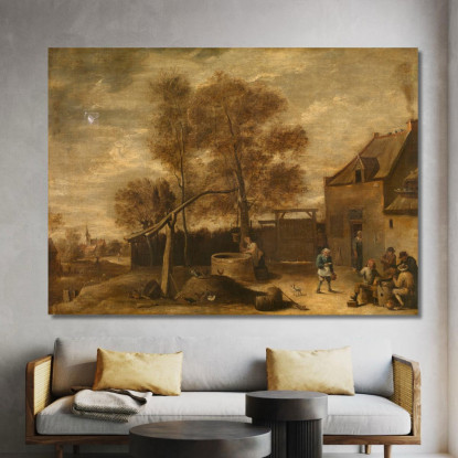 Nel Cortile Della Fattoria David Teniers The Younger dty44 quadro stampato su tela