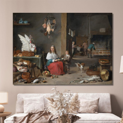 Interno Di Cucina David Teniers The Younger dty49 quadro stampato su tela