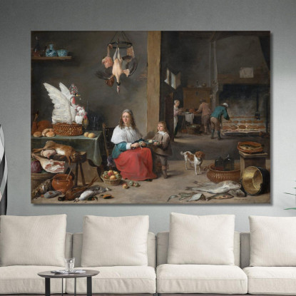 Interno Di Cucina David Teniers The Younger dty49 quadro stampato su tela