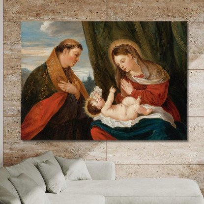 Madonna Col Bambino E San Luigi Di Tolosa David Teniers The Younger dty56 quadro stampato su tela