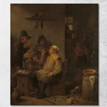 Muratore Che Fuma Con Compagni In Una Taverna David Teniers The Younger dty57 quadro stampato su tela