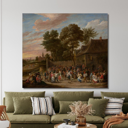 Contadini Che Danzano E Banchettano David Teniers The Younger dty65 quadro stampato su tela