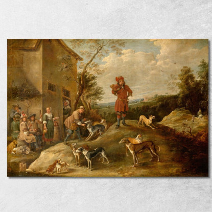 Cacciatori A Riposo David Teniers The Younger dty71 quadro stampato su tela