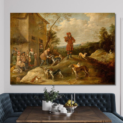 Cacciatori A Riposo David Teniers The Younger dty71 quadro stampato su tela