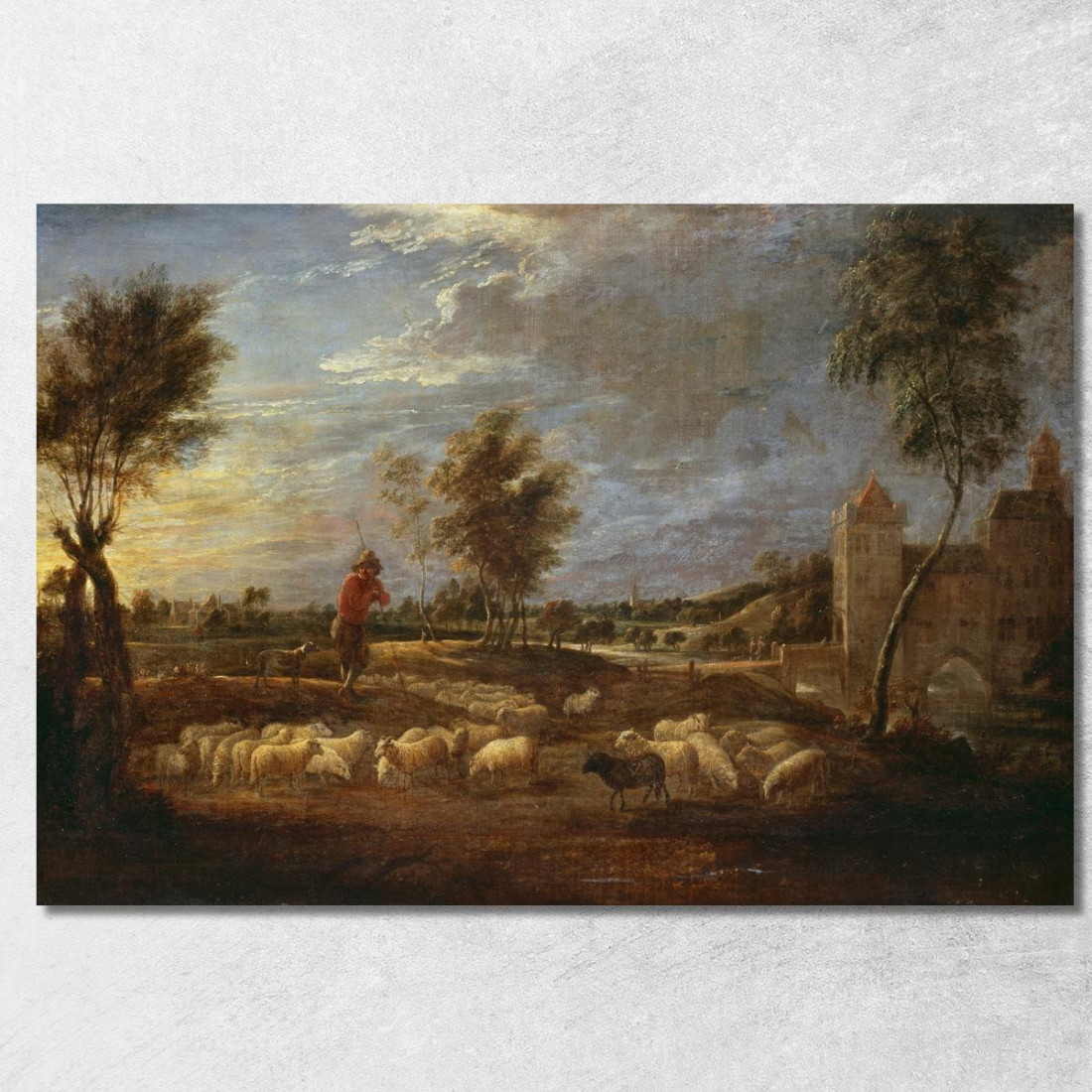 Paesaggio Al Tramonto Con Un Pastore E Il Suo Gregge David Teniers The Younger dty81 quadro stampato su tela