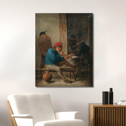 Scena Di Taverna Con Fumatori David Teniers The Younger dty83 quadro stampato su tela