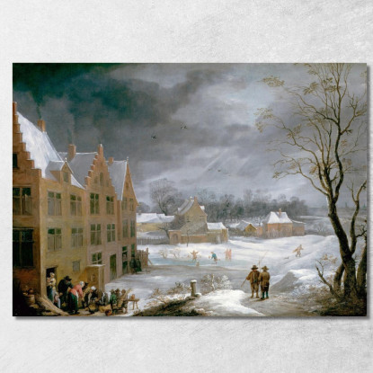 Scena Invernale Con Un Uomo Che Uccide Un Maiale David Teniers The Younger dty115 quadro stampato su tela