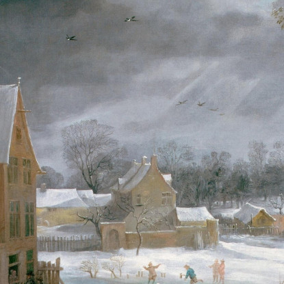 Scena Invernale Con Un Uomo Che Uccide Un Maiale David Teniers The Younger dty115 quadro stampato su tela