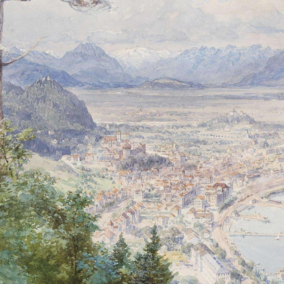 Una Vista Di Bregenz E Del Lago Di Costanza Edward Theodore Compton etc2 quadro stampato su tela