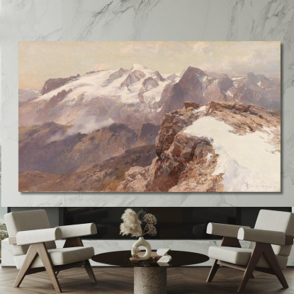 Vista Della Marmolada Dal Piz Boè Edward Theodore Compton etc9 quadro stampato su tela