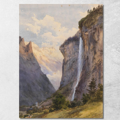 La Cascata Staubbach A Lauterbrunnen Svizzera Edward Theodore Compton etc20 quadro stampato su tela