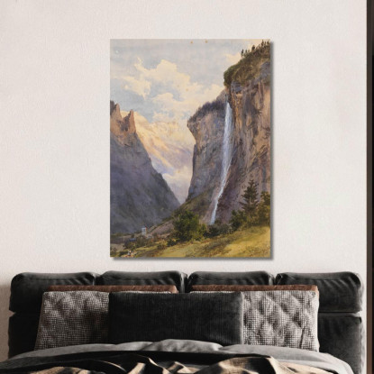 La Cascata Staubbach A Lauterbrunnen Svizzera Edward Theodore Compton etc20 quadro stampato su tela