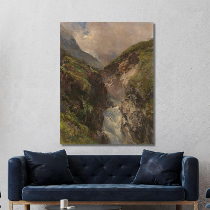 Gola Montana Con Cascata Impetuosa Edward Theodore Compton etc29 quadro stampato su tela