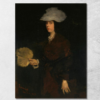 Signora Con Ventaglio Frank Duveneck fdu7 quadro stampato su tela