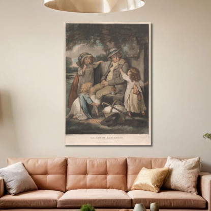 Divertimento Infantile George Morland gmo14 quadro stampato su tela