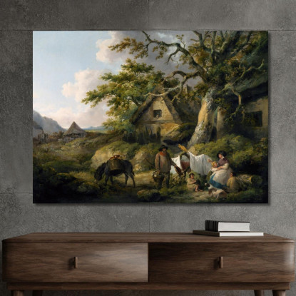 Veduta Di Enderby Leicestershire George Morland gmo55 quadro stampato su tela