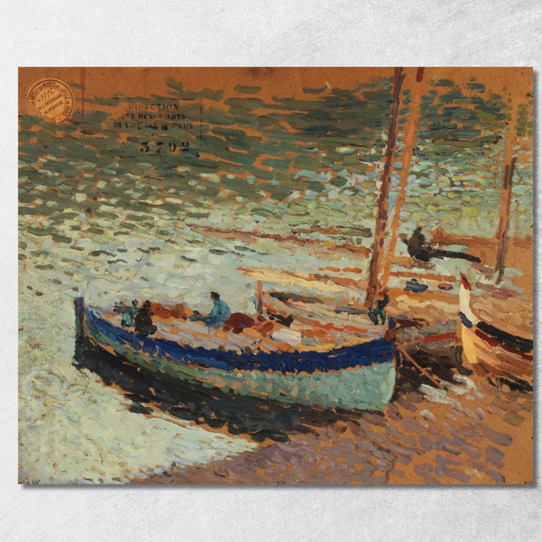 Bouquet Di Fiordalisi Barche Al Porto Henri Martin hmt12 quadro stampato su tela Bouquet Di Fiordalisi Barche Al Porto Henri Martin hmt12 quadro stampato su tela