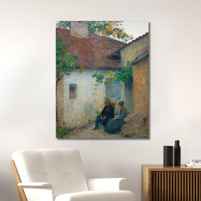 Coppia In Conversazione Davanti Alla Fattoria Henri Martin hmt20 quadro stampato su tela