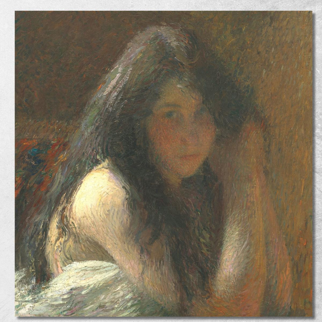 Giovane Donna Che Si Acconcia Olio Su Tela Henri Martin hmt30 quadro stampato su tela Giovane Donna Che Si Acconcia Olio Su Tela Henri Martin hmt30 quadro stampato su tela