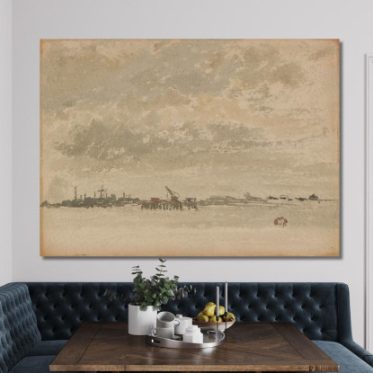 Grigio E Argento - Purfleet James Abbott McNeill Whistler jam44 quadro stampato su tela