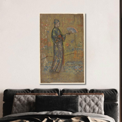 Donna Giapponese Che Dipinge Un Ventaglio James Abbott McNeill Whistler jam51 quadro stampato su tela