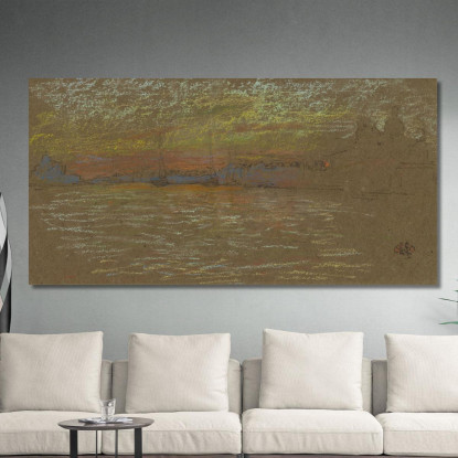 La Riva Al Tramonto Rosso E Oro James Abbott McNeill Whistler jam134 quadro stampato su tela