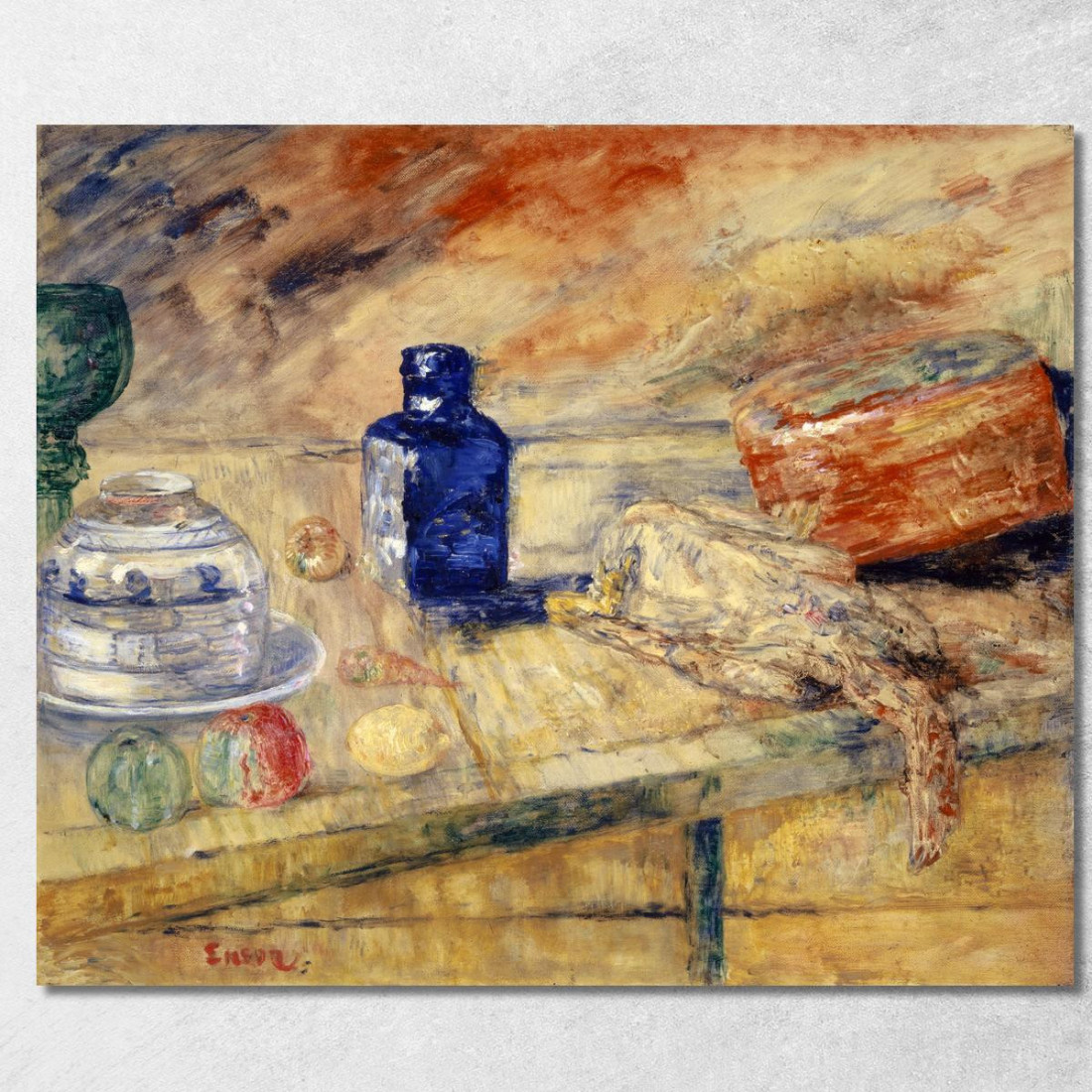 Mosche Blu E Pollo James Ensor jen9 quadro stampato su tela Mosche Blu E Pollo James Ensor jen9 quadro stampato su tela