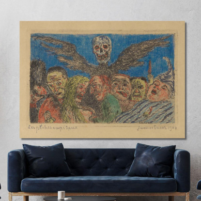 I Peccati Capitali Dominati Dalla Morte James Ensor jen24 quadro stampato su tela