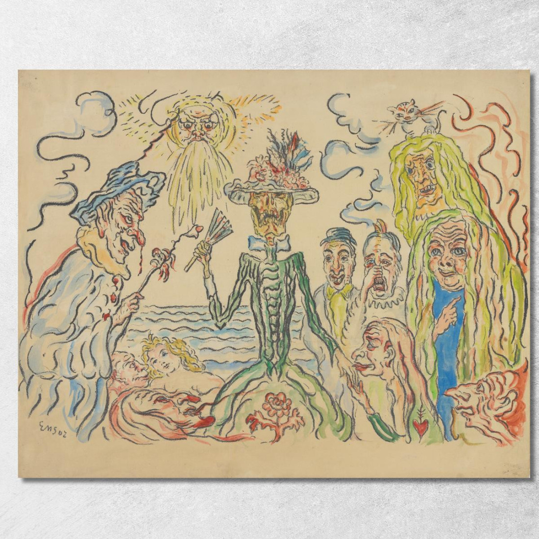 La Civettuola Morte: Maschere James Ensor jen29 quadro stampato su tela La Civettuola Morte: Maschere James Ensor jen29 quadro stampato su tela